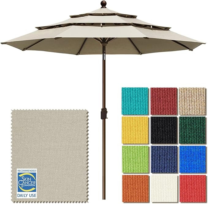 EliteShade USA 10-Year-Non-Fading 9Ft 3 Tiers Market Umbrella Patio Umbrella Outdoor Table Umbrel... | Amazon (US)
