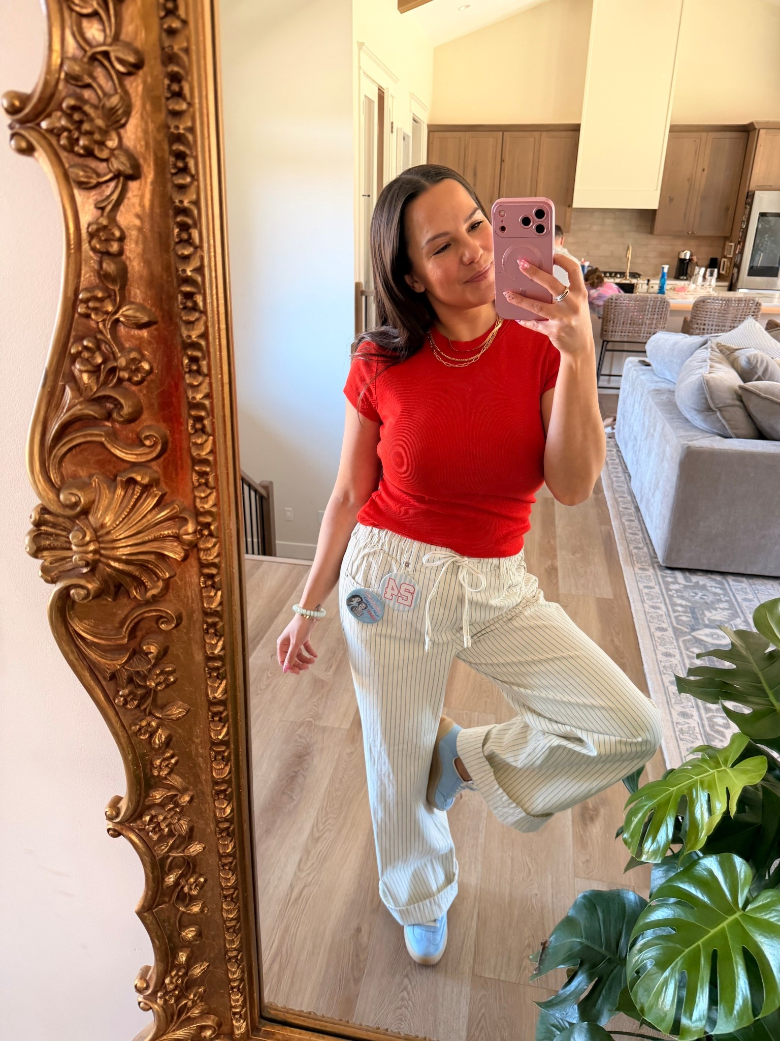 Pin stripes are a classic staple for baseball 🤍2️⃣4️⃣ loving these drawstring jeans from Walmart!! 

#LTKootd #LTKmomlife