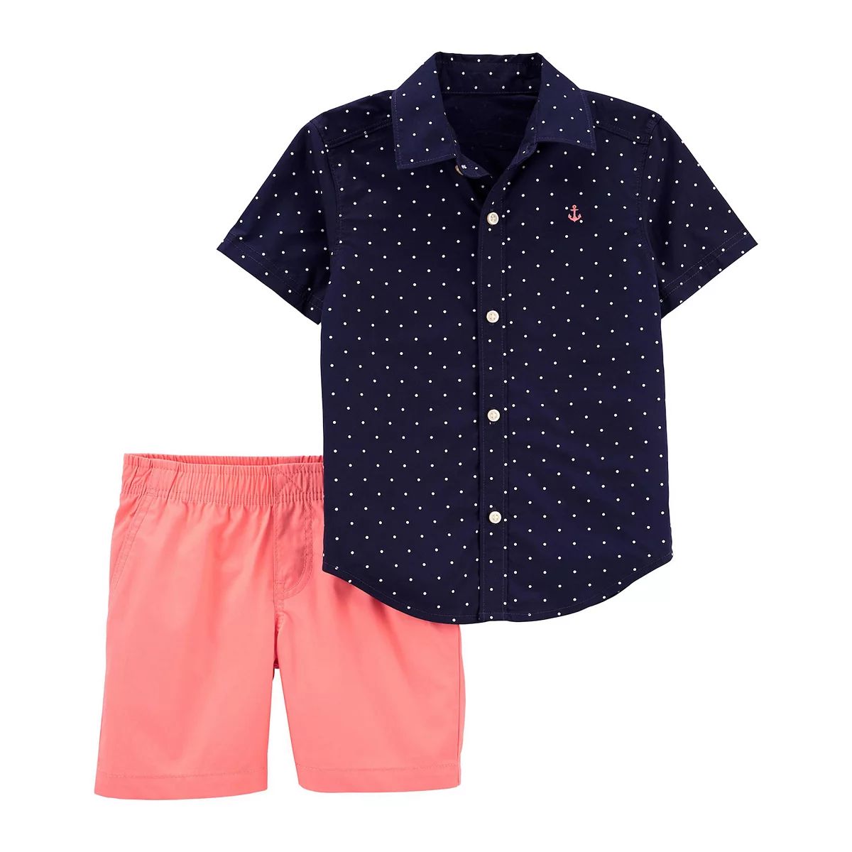 Toddler Boy Carter's Dotted Button Down Shirt & Shorts Set | Kohl's