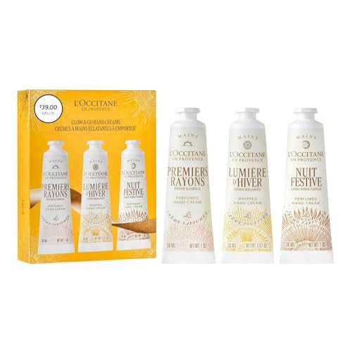 L'OCCITANE Glow & Go Hand Cream Trio: Gift Holiday Hand Creams Featuring notes of Peony, zesty Lemon, & creamy Vanilla. | Amazon (US)