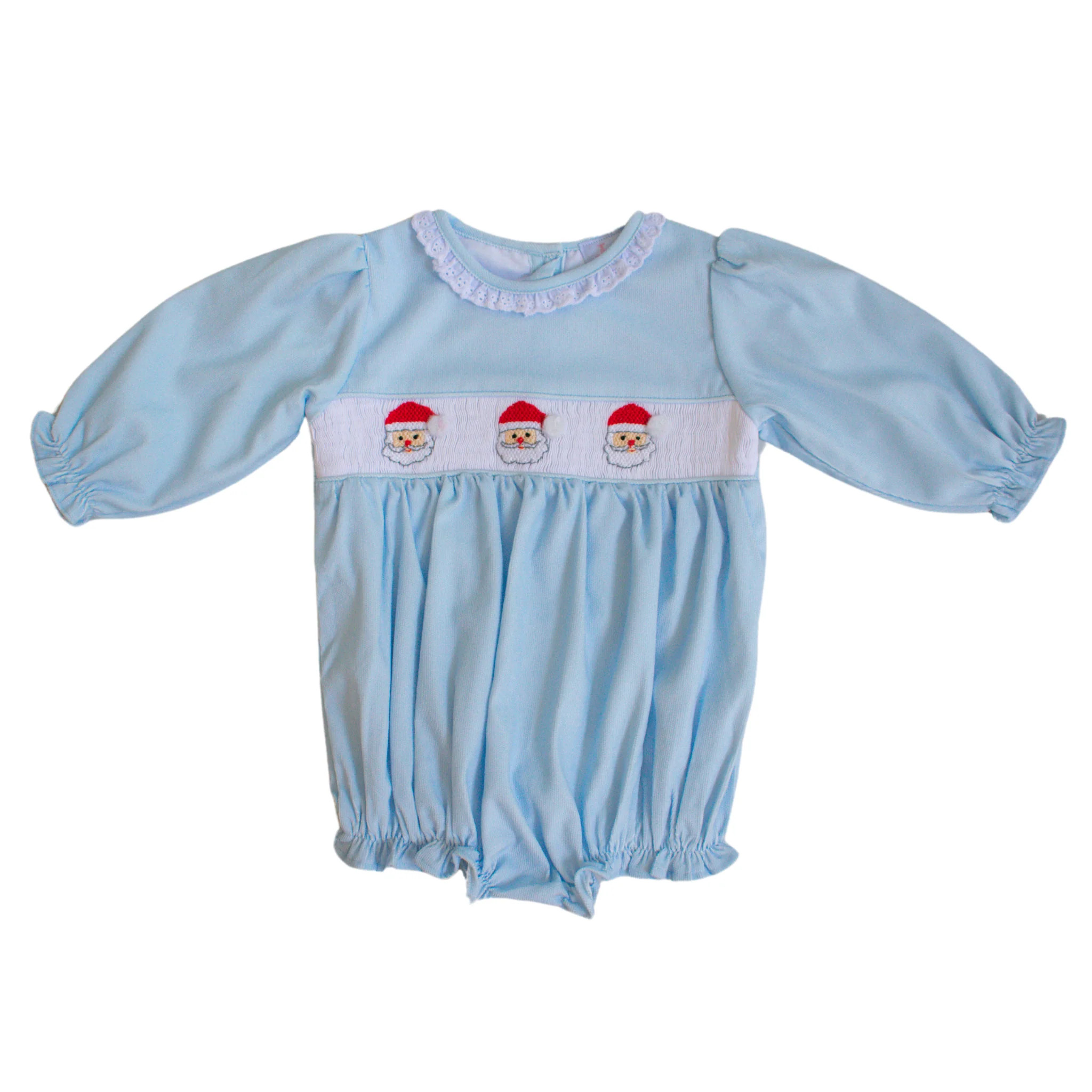Corduroy Santa Smocked Girl Bubble | Lillie & Lilah