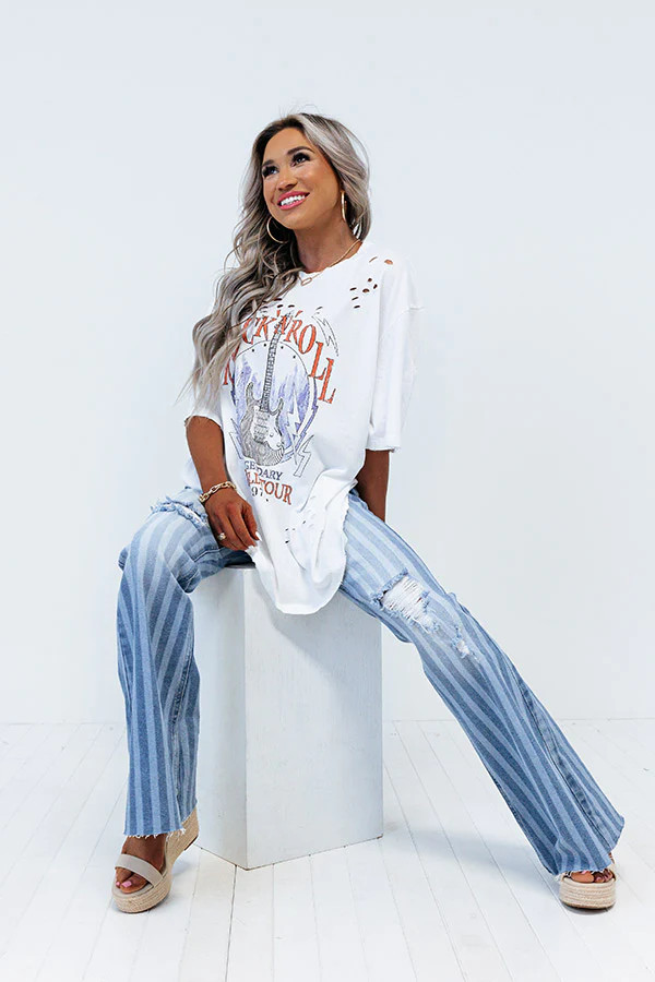Legendary World Tour Oversized Distressed Tee In White • Impressions Online Boutique | Impressions Online Boutique
