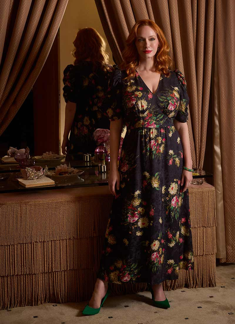 Christina Hendricks X Joanie - Flowering Jasmine Chintz Floral Print Maxi Dress | Joanie