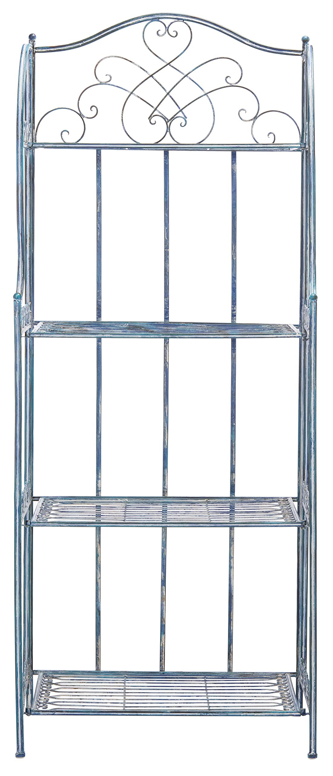 Safavieh PAT5014C Outdoor Collection Amaris Antique Blue Wrought Iron 4-Tier Bakers Rack | Amazon (US)