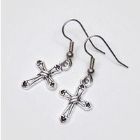 Cross Earrings, Crucifix Dangle Cross Silver Small Religious Jewelry, Girl Gift | Etsy (US)