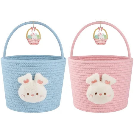 LITERRA Easter Bunny Baskets for Boys and Girls，Easter Basket with Rabbit Ears for Egg Hunting,8L | Walmart (US)