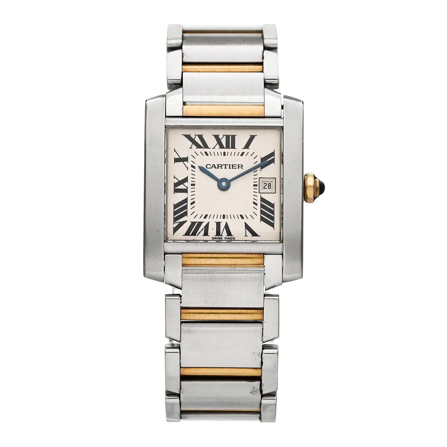 Stainless Steel 18K Yellow Gold 25mm Tank Francaise Quartz Watch | FASHIONPHILE (US)
