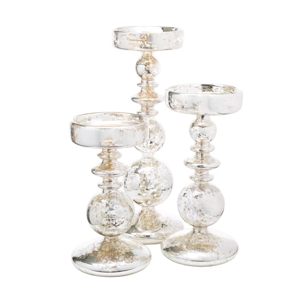 Richland Pillar Candle Holder Unique Mercury Bubble Set of 3 | Walmart (US)