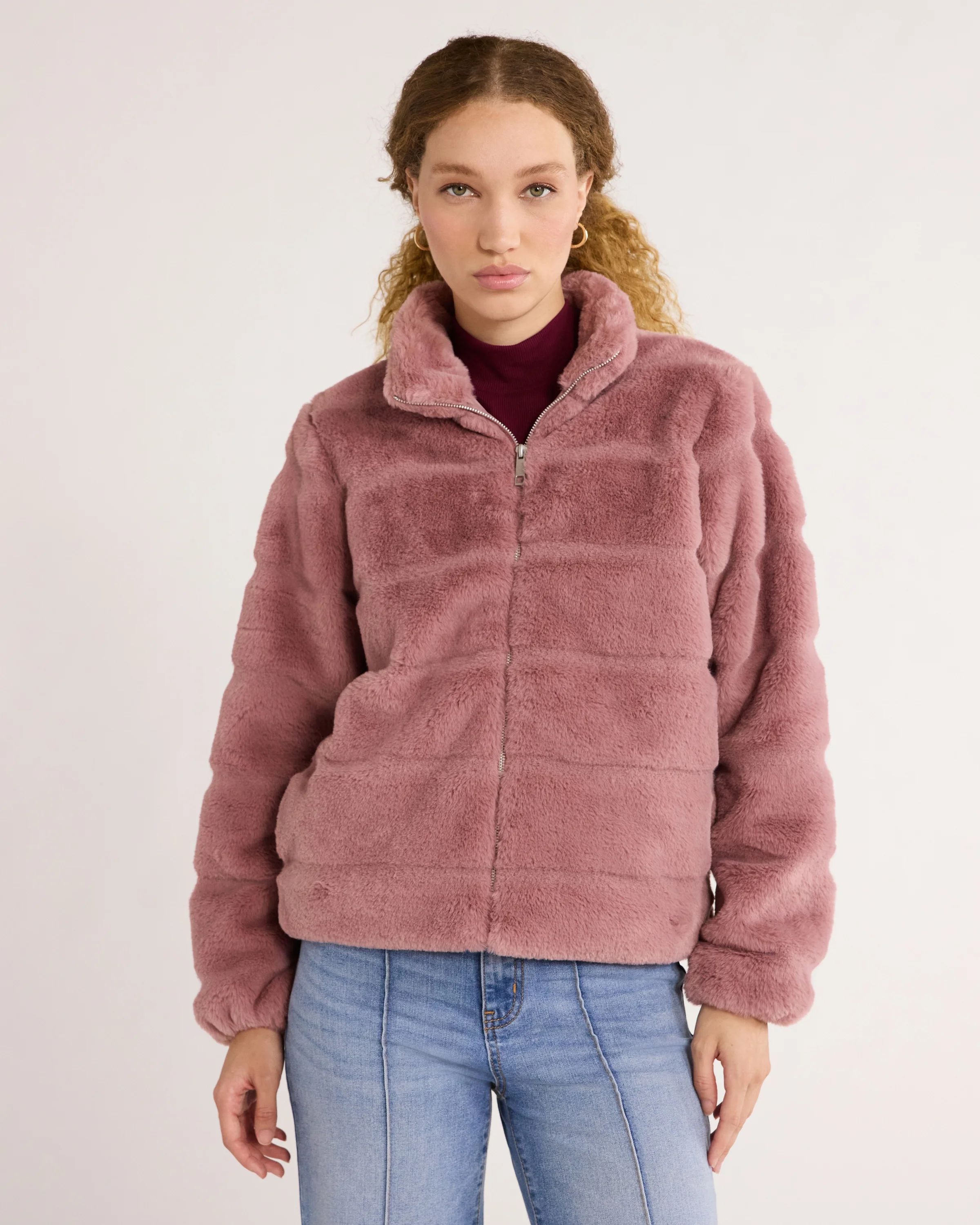 Time and Tru Women's and Women's Plus Faux Fur Channel Jacket, Sizes XS-3X | Walmart (US)