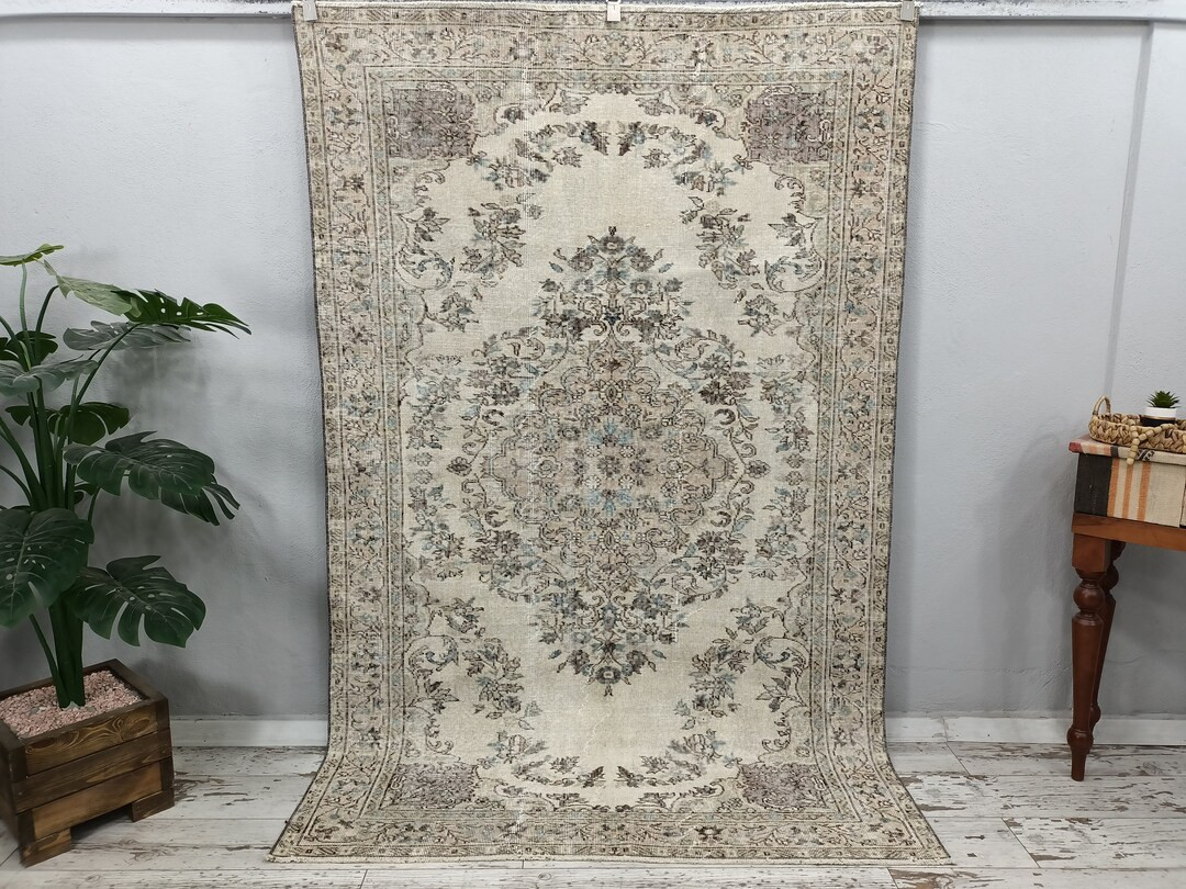 floral rug, turkish rug, cream color rug, throw rug, antique rug, vintage rug, carpet rug, salon ... | Etsy (US)