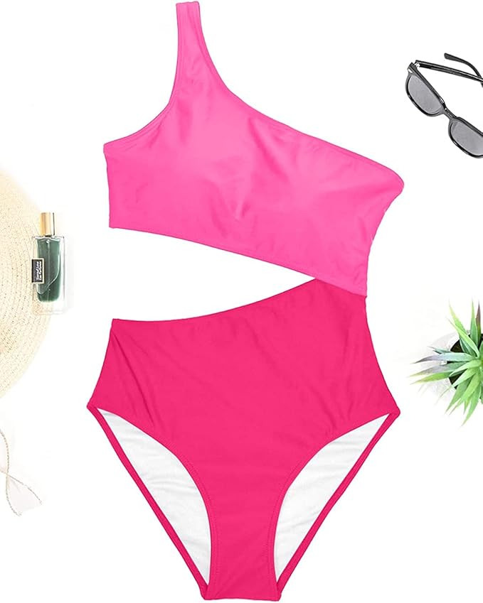 Yonique Women's One Piece Bathing Suit One Shoulder Swimsuit Cutout Swimwear Monokini | Amazon (US)