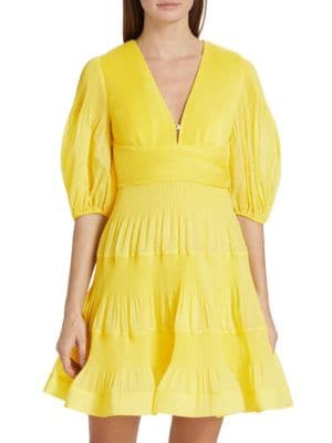Pleated Puff Sleeve Mini Dress | Saks Fifth Avenue OFF 5TH