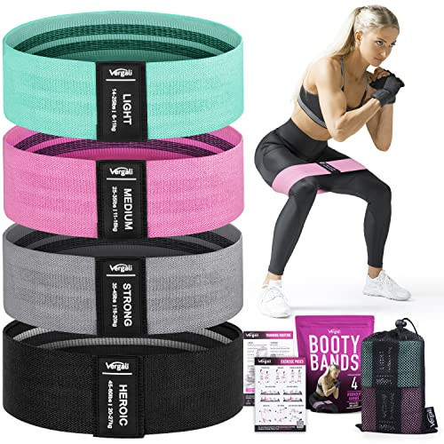 Resistance Bands for Working Out with Workout Bands Guide. 4 Booty Bands for Women Men Fabric Elastic Bands for Exercise Bands Resistance Bands for Legs Bands for Working Out Hip Thigh Glute Bands Set | Amazon (US)