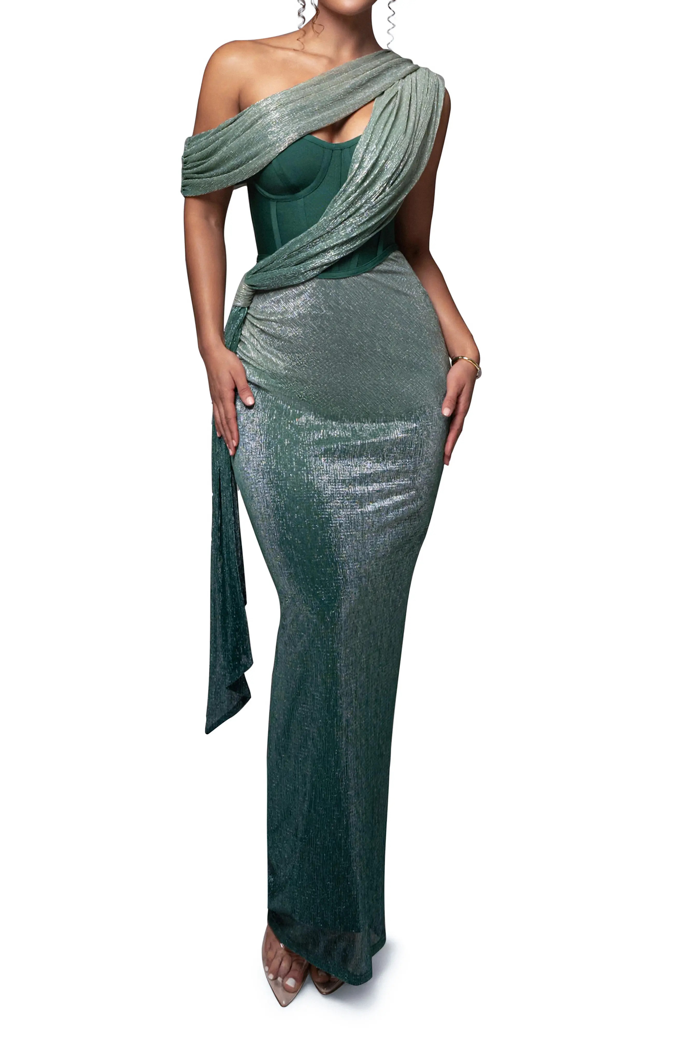 JLUXLABEL Celestina Metallic Drape Gown (Women) | Nordstrom | Nordstrom