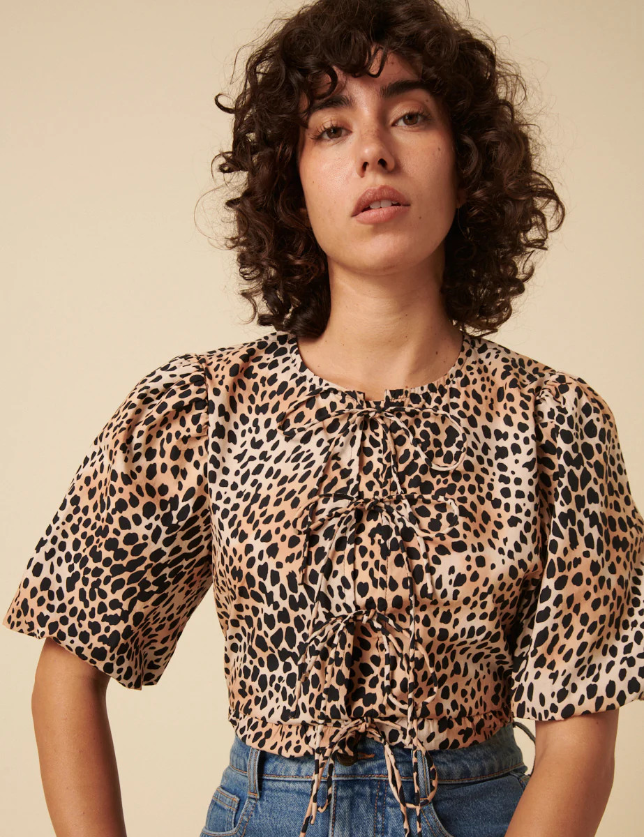 Leopard Print Tie Front Top | Nobody's Child