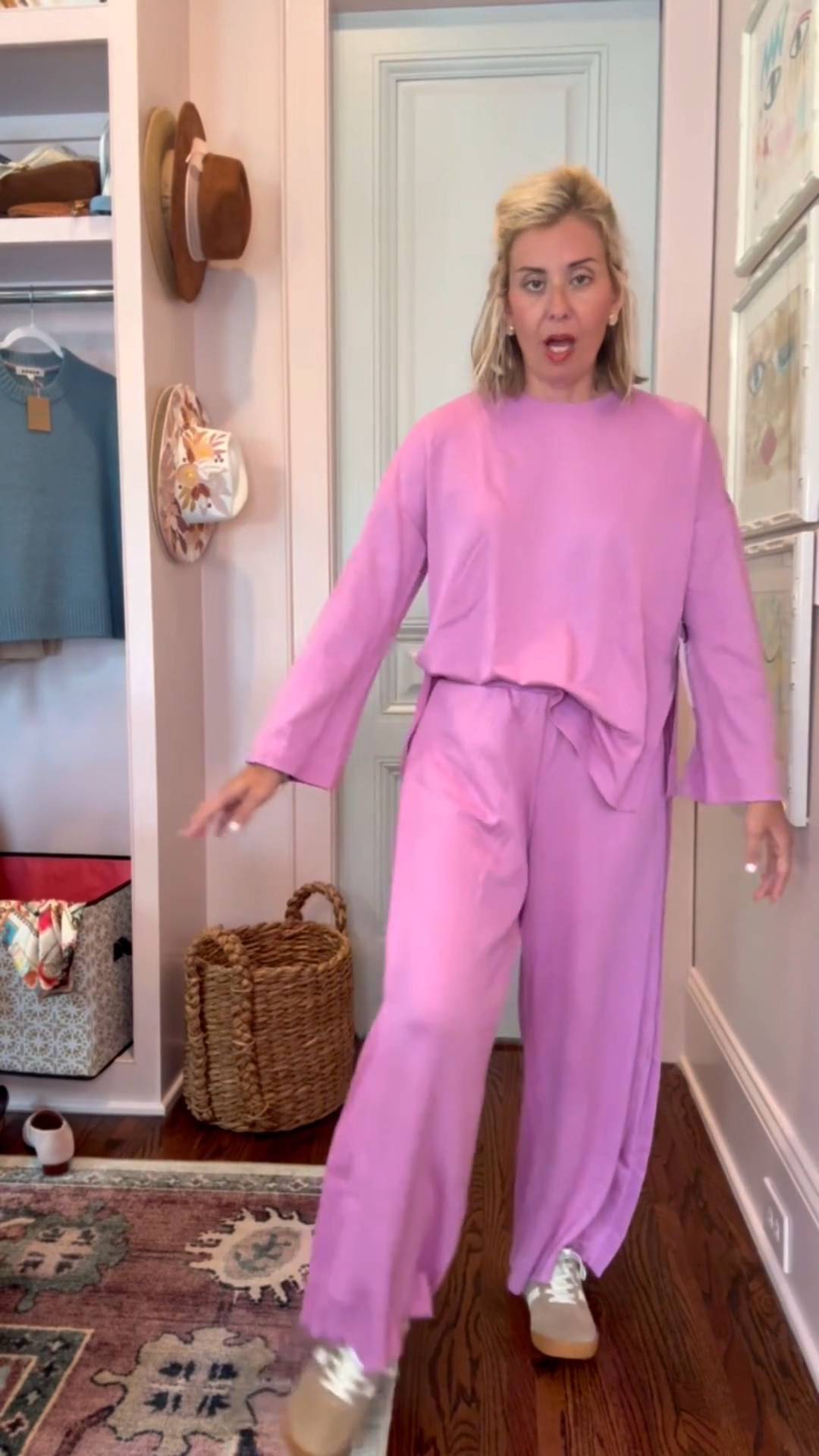 I have a feeling my girls are stealing this one immediately! This a great set!! 

Top- xs petite
Pants - small petite
Sneakers - 8 tts 

*code Catherine20 at Allie + Bess