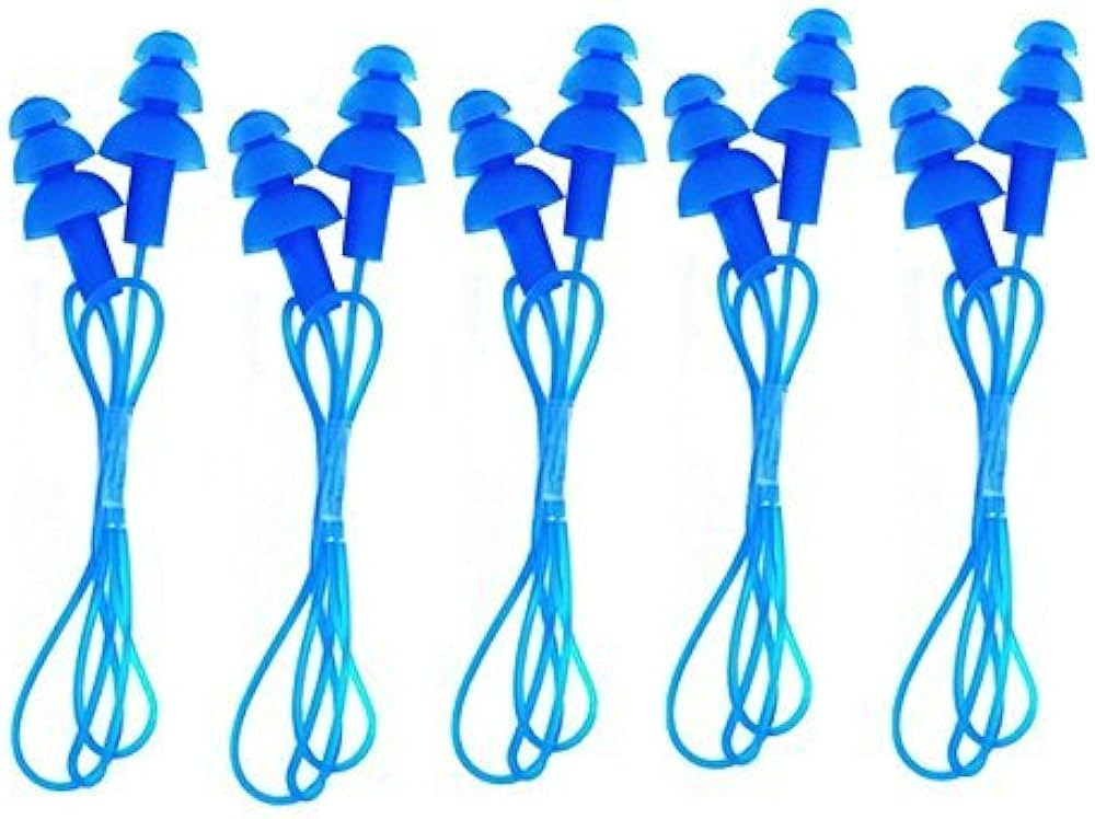 CTK Silicone Gel Soft Flanged Aqua Block Earplug Corded String Ear Plugs for Swimming,Pack of 5 | Amazon (US)