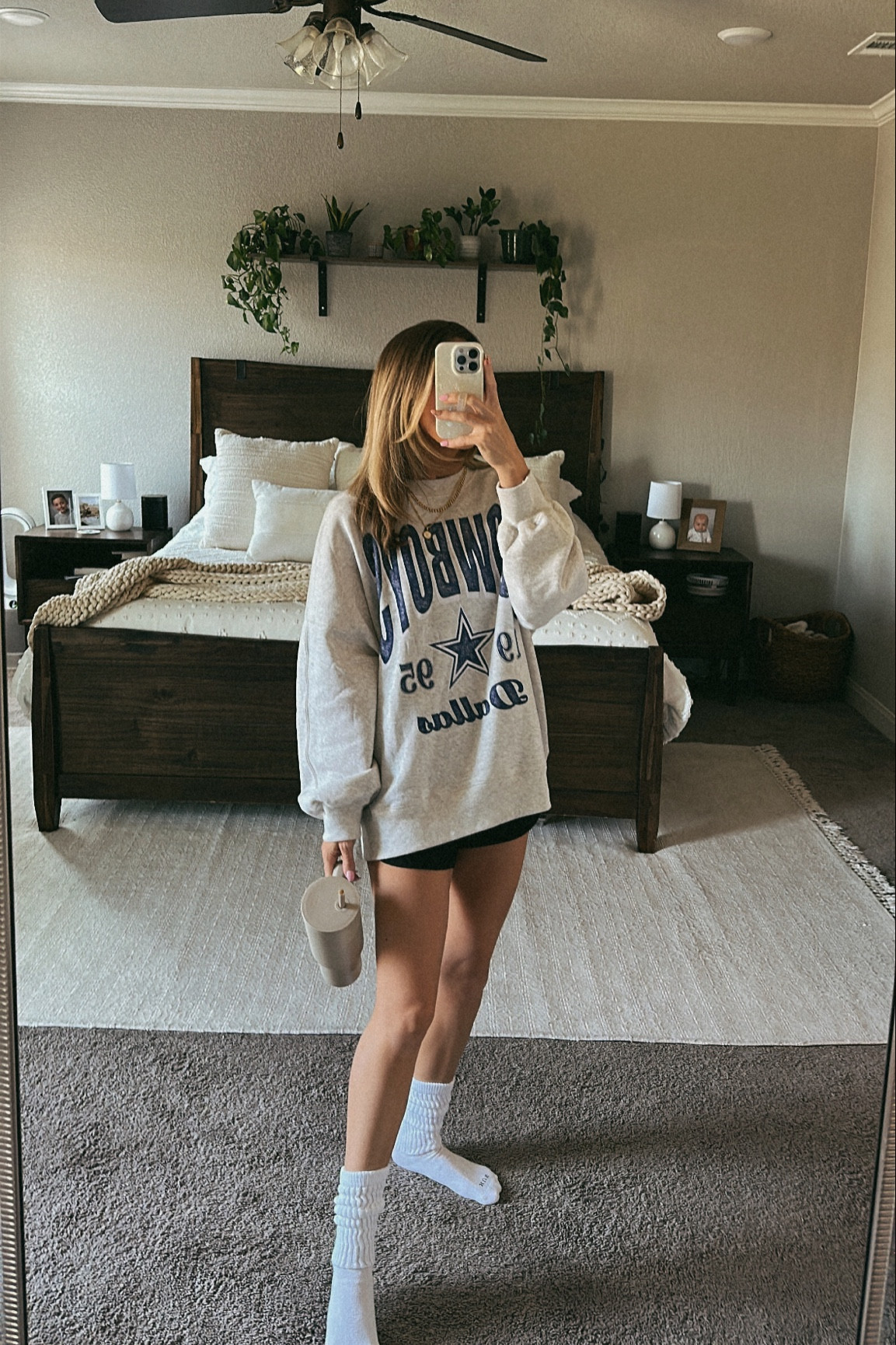 today’s lazy outfit! this sweatshirt is the softest one i own (wearing a medium) and these slouchy amazon socks are so cozy!

#LTKstyletip #LTKunder50 #LTKunder100