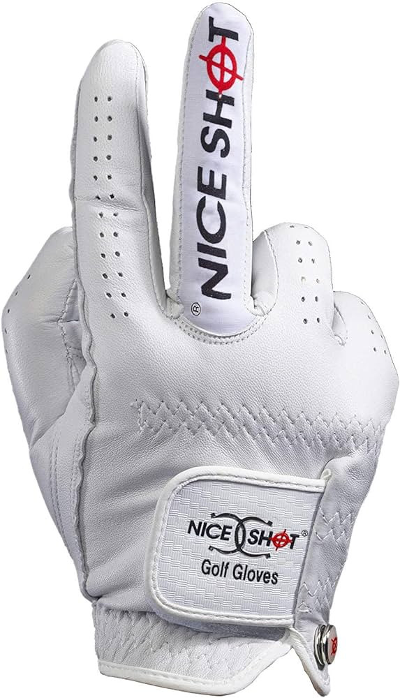 Nice Shot The Bird Men's Golf Glove in Premium White Cabretta Leather | Amazon (US)