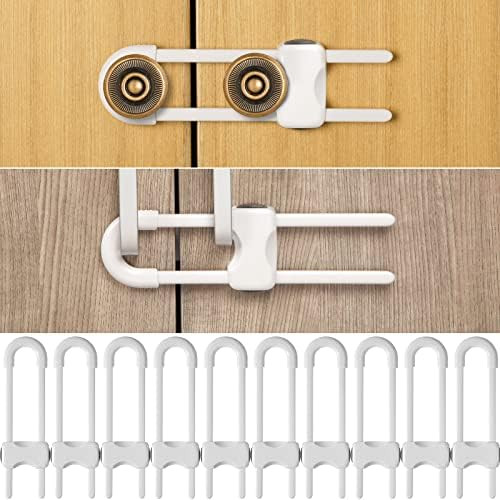 Jetec 10 Pieces Cabinet Locks for Babies, U-Shaped Proofing Drawers Safety Child Locks Adjustable... | Amazon (US)