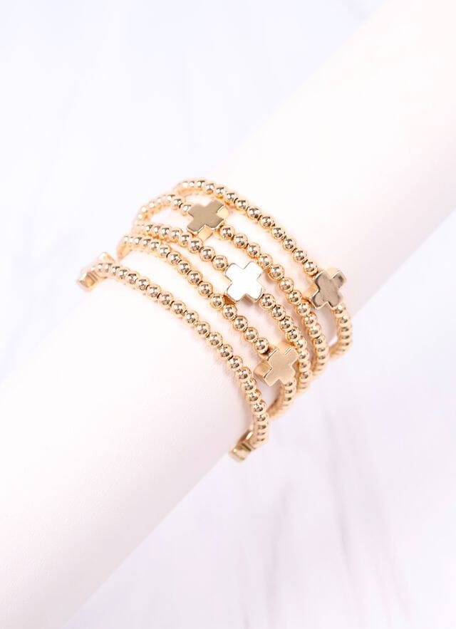 Olstead Cross Bracelet Set GOLD | Caroline Hill