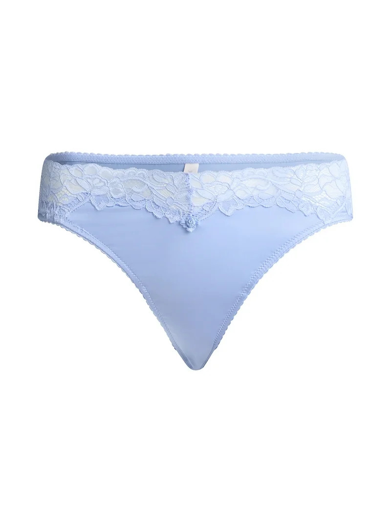 Joyspun Women's Satin Bridal Thong Panties with Lace and Picot, 2-Pack, Sizes XS-3XL | Walmart (US)
