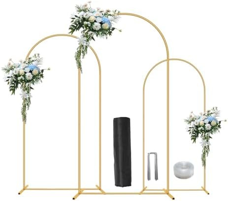 Metal Arch Backdrop Stand Set of 3(6 ft, 5 ft, 4 ft) Party Arch Stands for Valentines Day, Weddin... | Amazon (US)