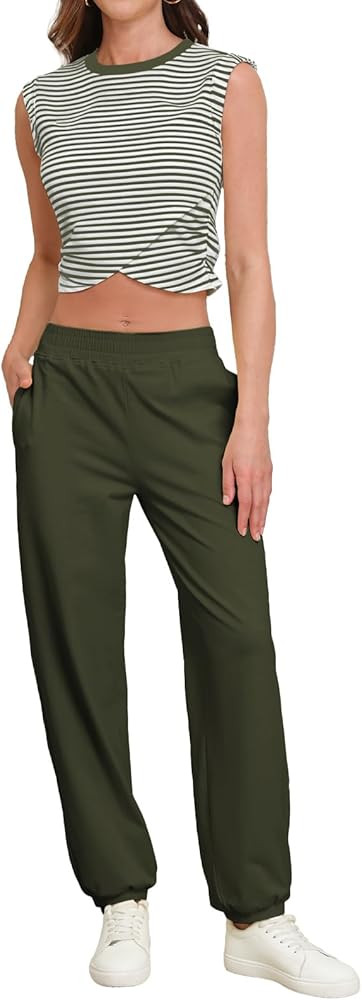 Outfeel Women 2 Piece Outfit Set Loungewear Cropped Tops and Jogger Sweatpant Matching Set Coordi... | Amazon (US)
