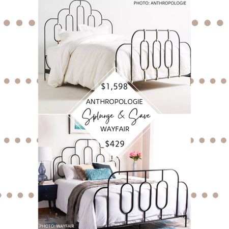 🚨Updated Find🚨 The Anthropologie Deco Bed features curved edges, gold accents, an Art Deco-inspired silhouette, an iron frame, and comes in a king or queen size. 

I found Art Deco-inspired beds at Joss and Main, Wayfair, Walmart, and Overstock.  They all feature an Art-Deco style, curved edges, black metal, a minimalist frame, and many of them have multiple colour options (bronze, black, gold, and white).

#anthropologie #anthropologiehome #anthropologiedupe #lookforless #dupes #copycat #design #decor #furniture #bedroom #bedroominspo #homedecor #deco #artdeco #decobed Anthropologie art deco bed dupe. Anthropologie dupes. Anthropologie looks for less. Bedroom Inspo. Home decor. Affordable furniture. Design on a budget. Metal bed. Black metal bed, black and gold metal bed.  Art deco-inspired bed, art deco bed, low profile sleigh bed, black and gold bed, metal bed with curved edges, antique style bed, regal bed. 

#LTKFind #LTKsalealert #LTKhome