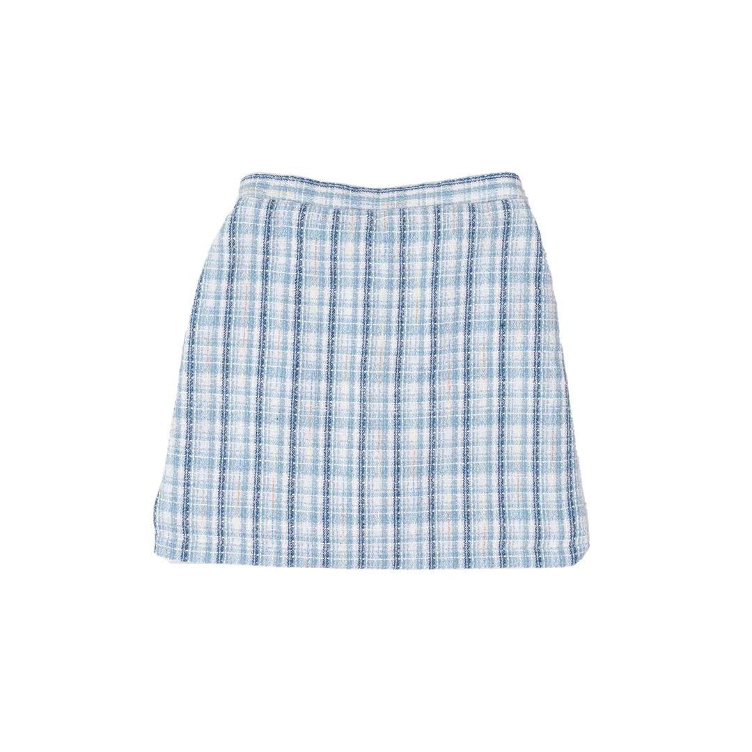 Kimberly Blue Tweed Skirt | The Oaks Apparel Company
