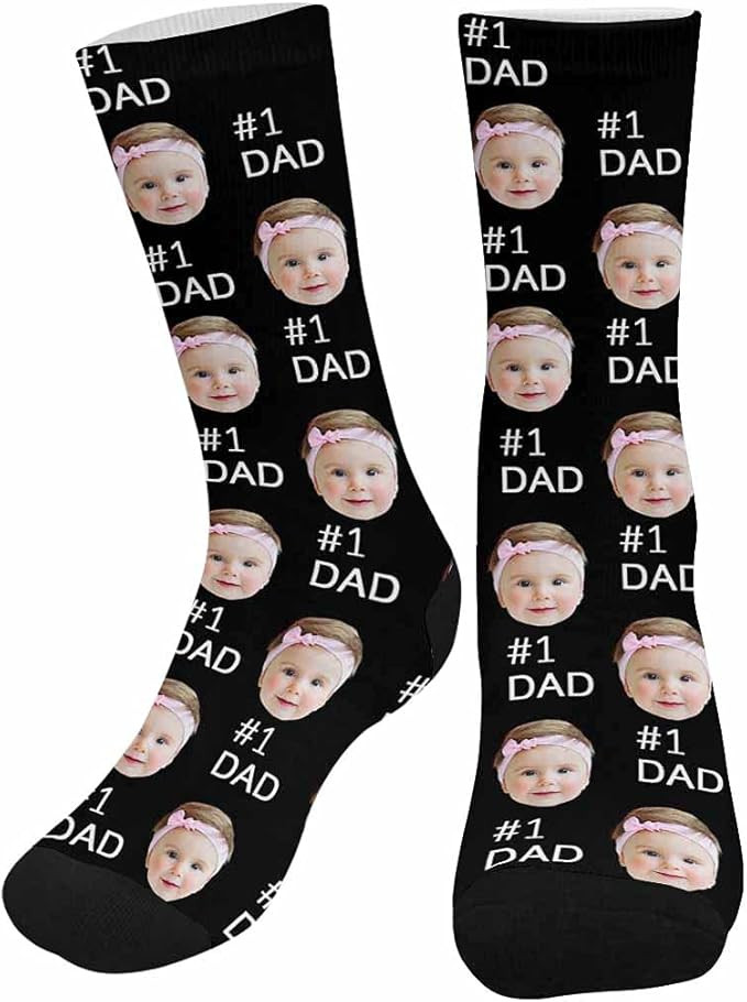 Custom Face Socks, Personalized Dog Lover Pet Photo Picture on Socks Green, Unisex Athletic Crew ... | Amazon (US)
