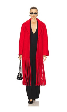 SIMONMILLER Vero Fringe Coat in Coral Red from Revolve.com | Revolve Clothing (Global)