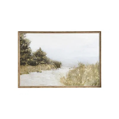 Abstract Landscape Canvas Wall Hanging, 37.2x25.2", Earthy Tones, Natural Wood Frame, For Installation, Indoor Decoration, Artwork 37.2"w X 25.2"h Dec | Wayfair North America