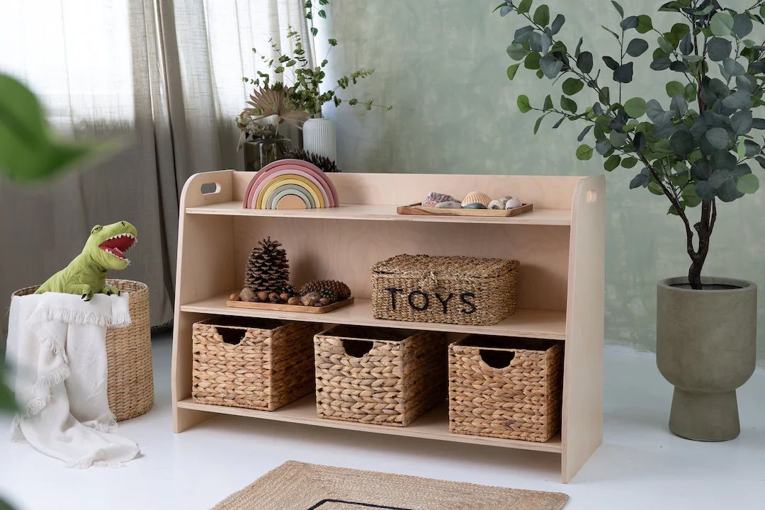 Montessori Toy Shelf, Wooden Shelf, Plywood Storage Cabinet, Modern Toy Shelf, Urnitureelf, Plywo... | Etsy (US)