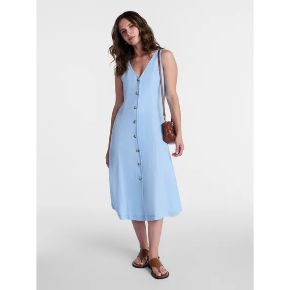 Time and Tru Women's Sleeveless Fit and Flare Midi Dress, Sizes XS-XXXL | Walmart (US)