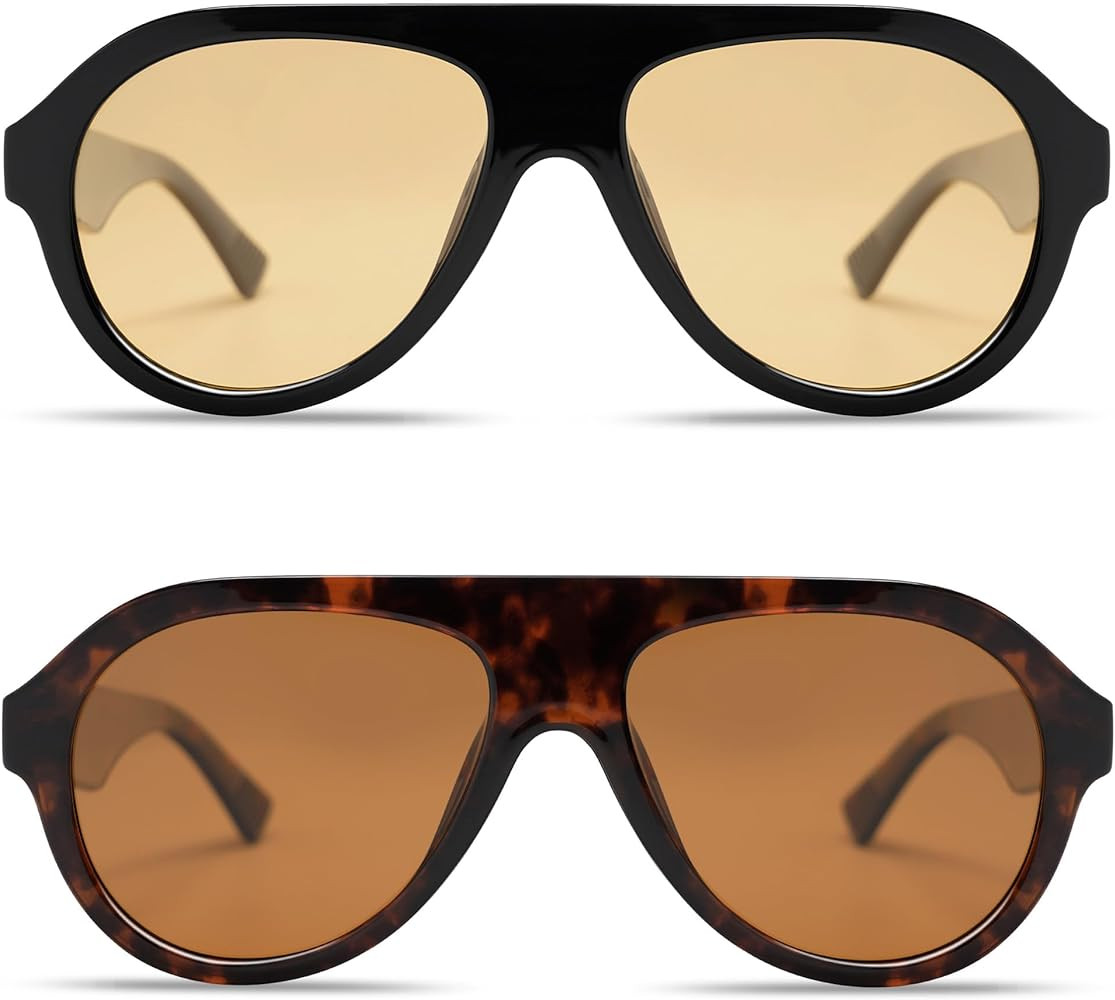 VANLINKER Retro Aviator Polarized Sunglasses for Men Women Trendy 70s Vintage Plastic Frame Sun G... | Amazon (US)