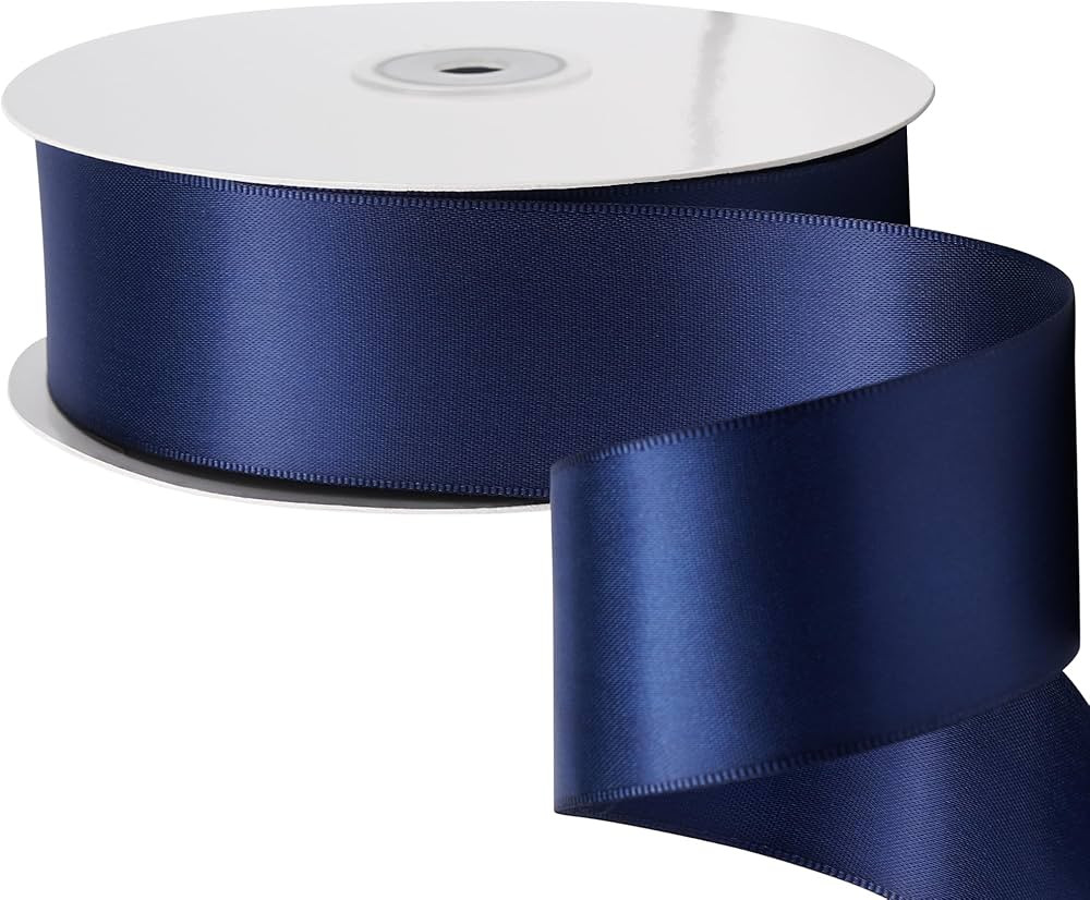 LIUYAXI Navy Blue Stain Ribbon, 2" X Continuous 50 Yards, Double Faced Fabric Ribbon Use for Bows... | Amazon (US)