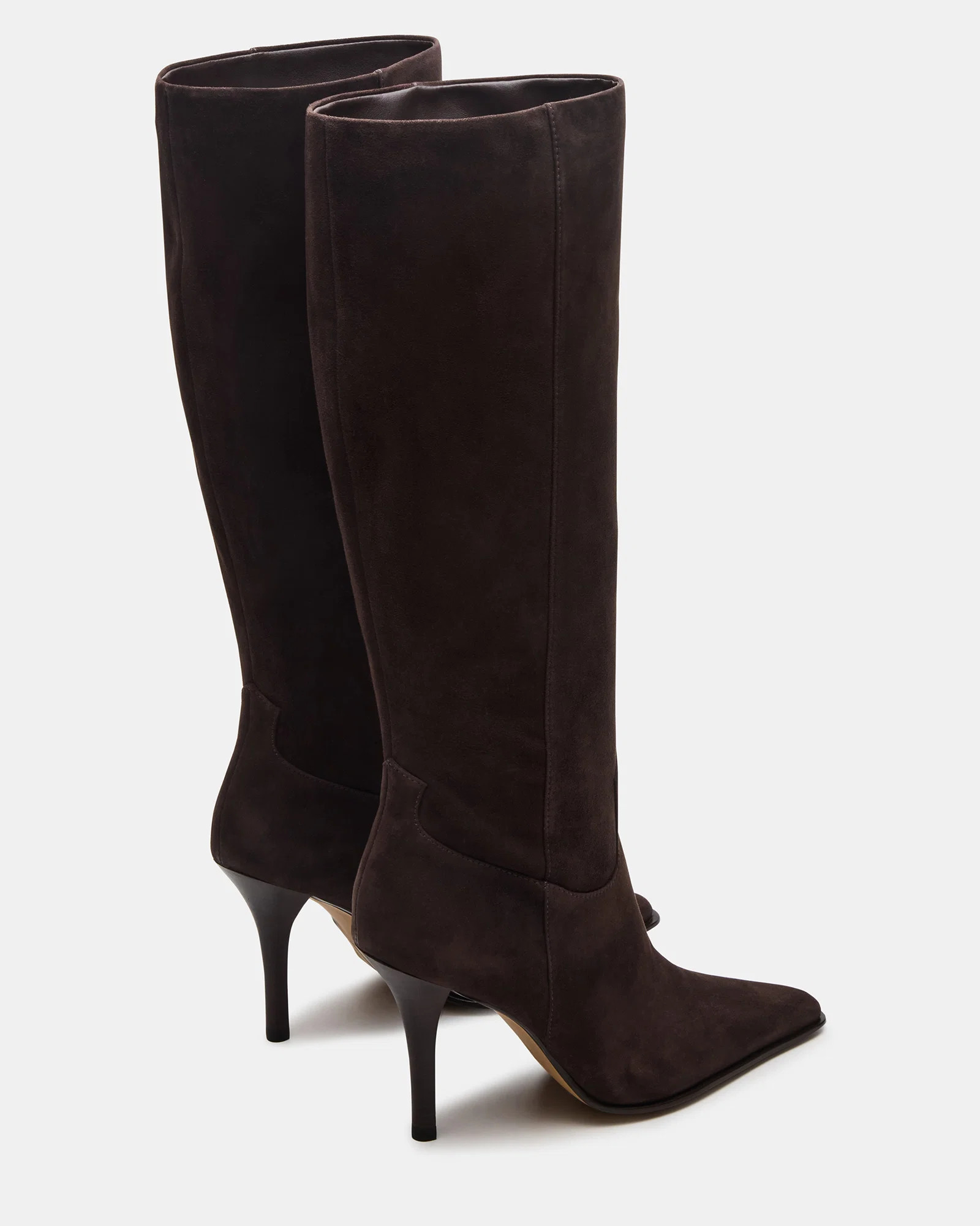 WESCOT Brown Suede Square-Toe Knee-High Heeled Women's Boot | Steve Madden (US)