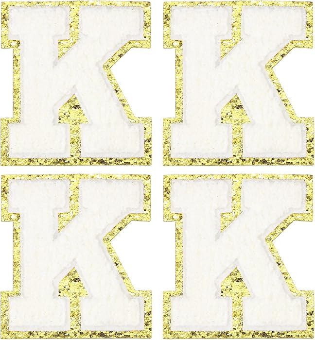 MECCANIXITY Chenille Letter Patches 3.1" Alphabet K Iron on Embroidered Patch Sew on Letter Stick... | Amazon (US)