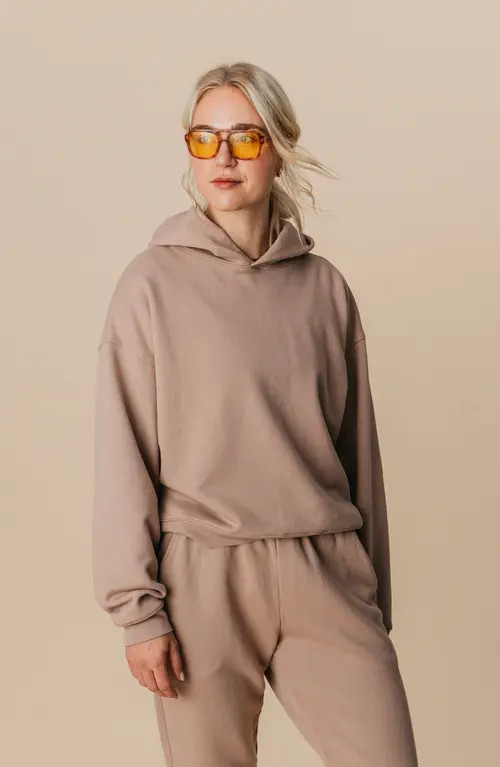 Ocio Women's Organic Cotton Teddy Oversized Hoodie in Fawn at Nordstrom, Size Small | Nordstrom