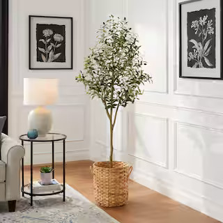 StyleWell 6ft Faux Olive Tree in White Pot T4436 - The Home Depot | The Home Depot