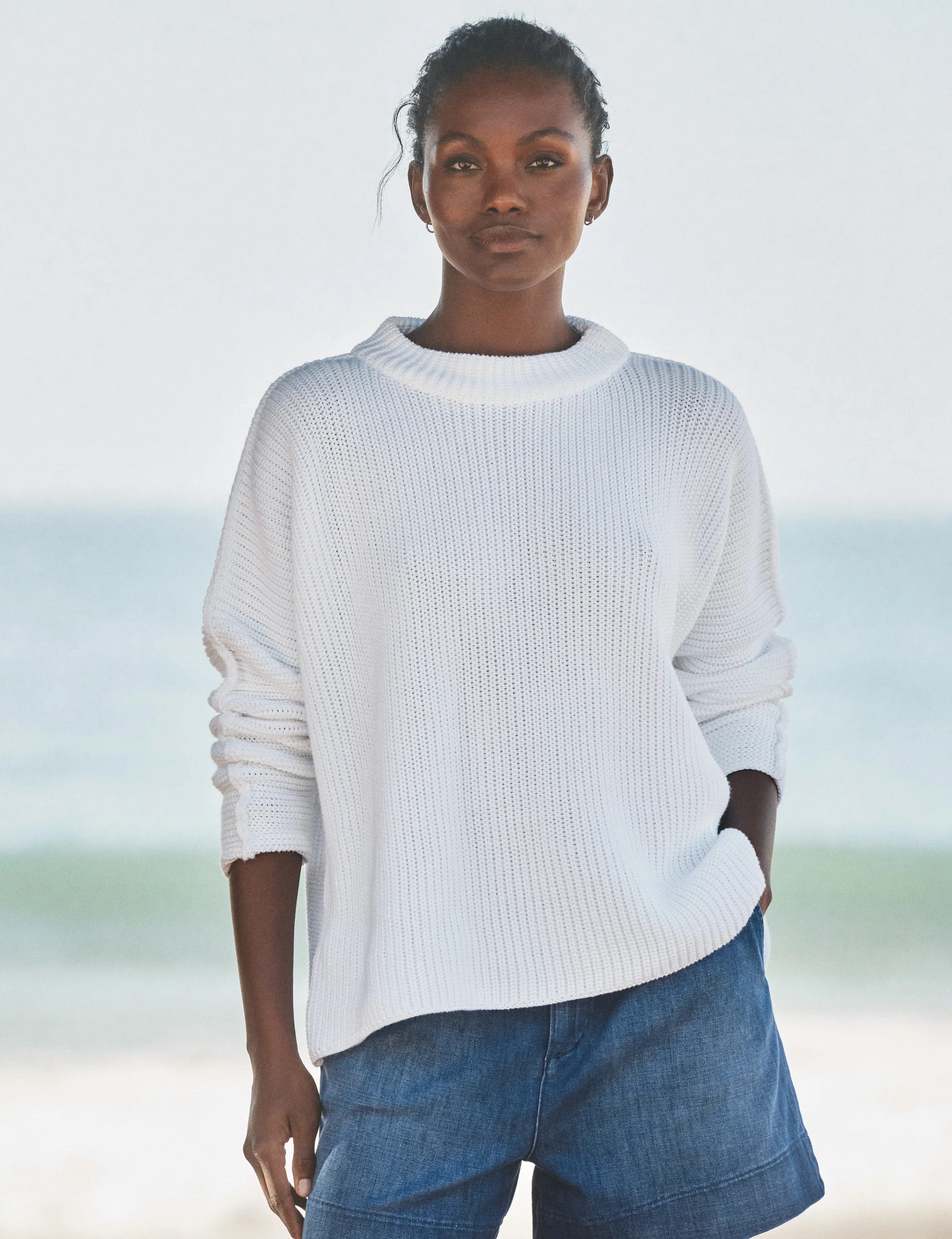 MONTECITO SWEATER White, Pure Italian Cotton | Frank & Eileen