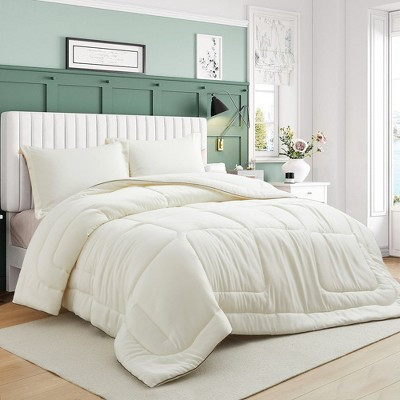 Peace Nest Lightweight Cool-Touch Satin Comforter Sets with Pillowcases, Cream, Full/Queen | Target