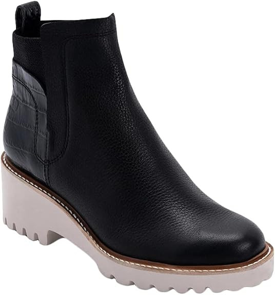 Womens Platform Lug Sole Chelsea Boots Ankle High Chunky Block Heel Non-Slip Suede Leather Slip o... | Amazon (US)