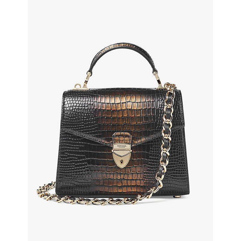 Aspinal Of London Womens Black Mayfair 2 Midi Croc-Effect Leather Top-Handle Bag | Selfridges
