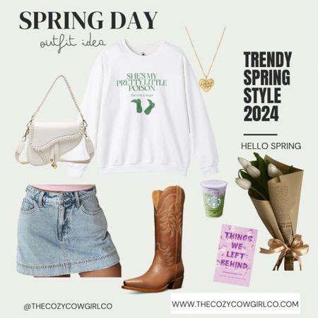 SPRING DAY OUTFIT IDEA 🌷🌼🧚🤎

Pretty Little Poison Sweatshirt is from thecozycowgirlco.com 

&&& if you haven’t tried the lavender oatmilk matcha latte yet you are missing out 😋😋😋

#LTKFestival #LTKstyletip #LTKSeasonal
