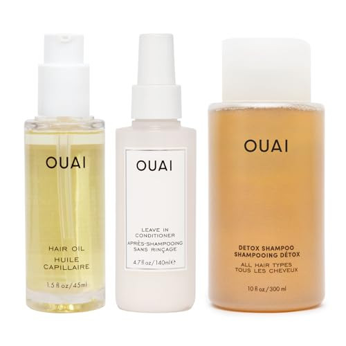 OUAI Leave-In Conditioner, Hair Oil, and Detox Shampoo Bundle - Paraben, Phthalate, and Sulfate Free Hair Care for All Hair Types (3 Count, 4.7 Oz, 4.9 Oz, 10 Oz) | Amazon (US)