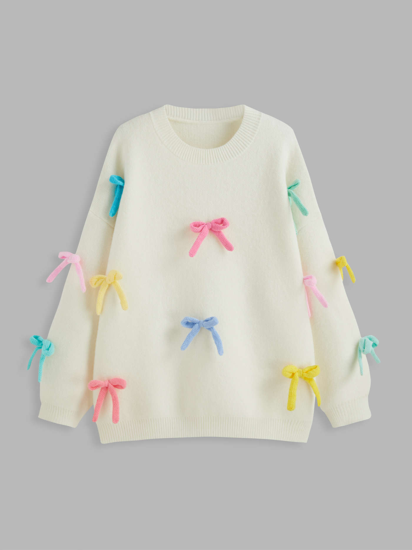 Knit Fabric Colorful Bowknot Sweater For School Daily Casual Picnic Coffee Shop | Cider