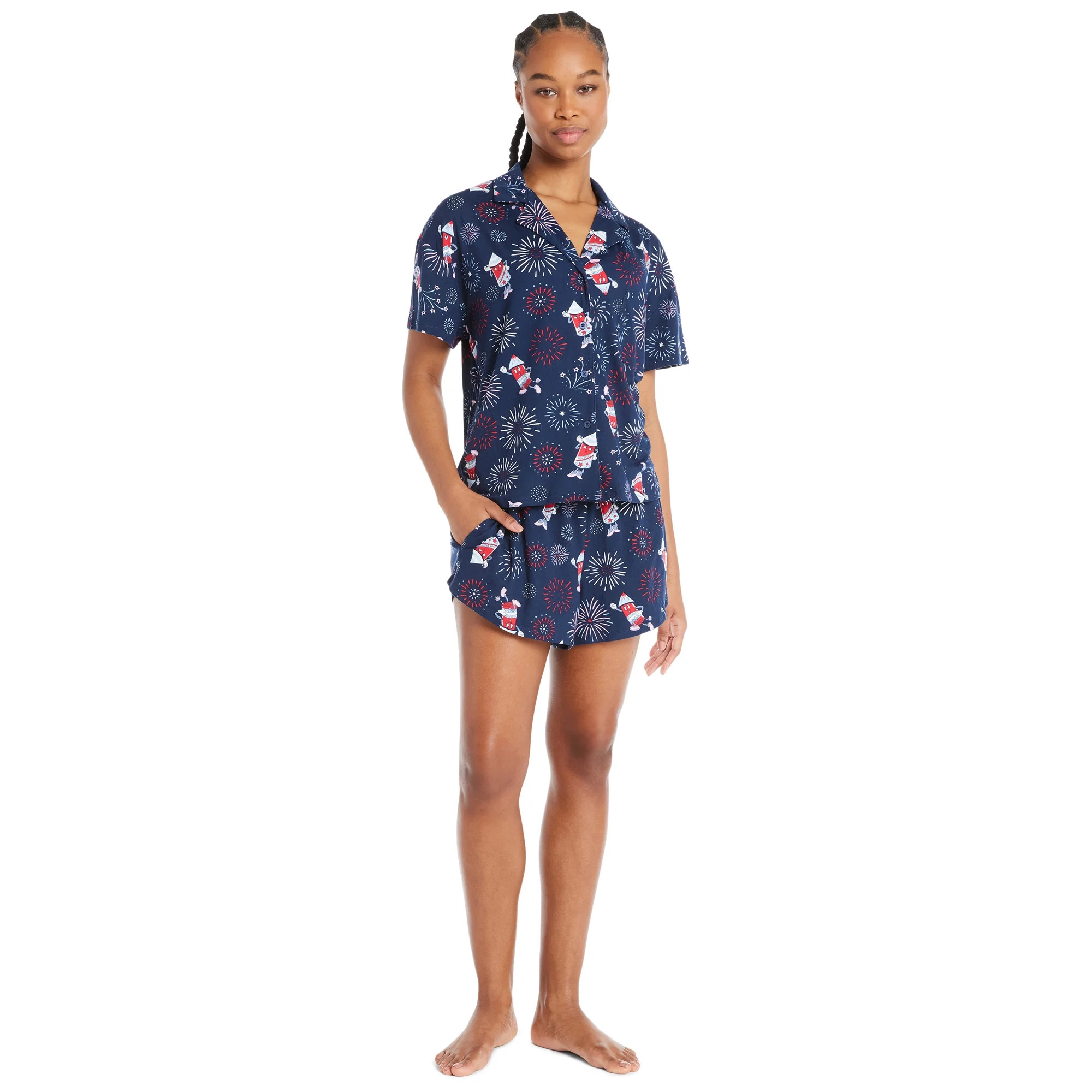 4th of July Women’s Shorty Pajama Set by Way to Celebrate, 2-Piece, Sizes XS to 3X | Walmart (US)