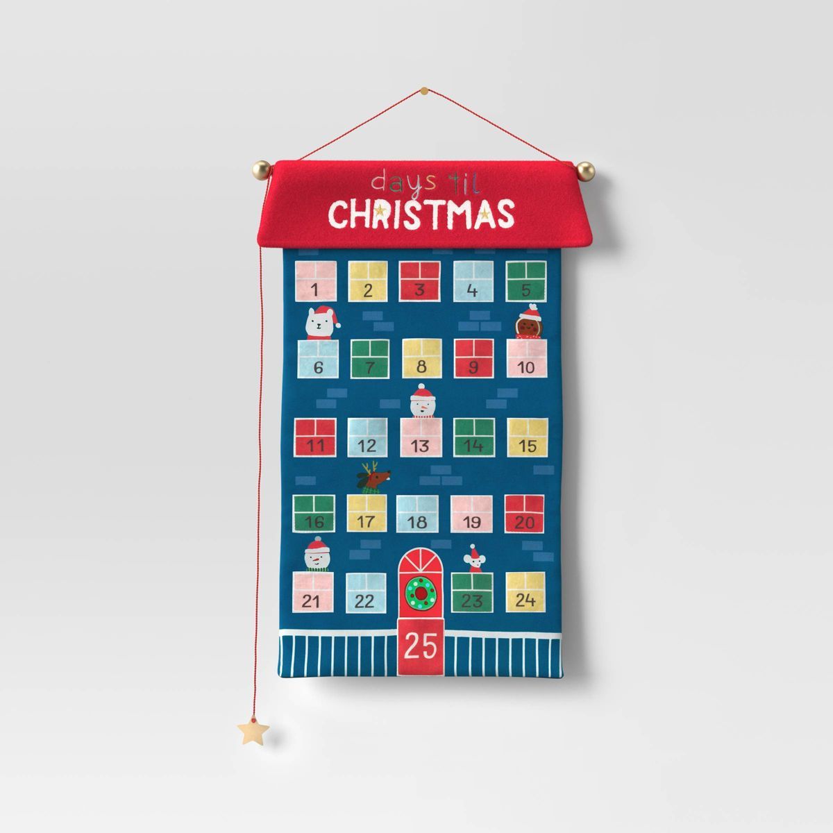 21" Fabric 'Days 'til Christmas' Hanging Advent Calendar Blue/Red - Wondershop™ | Target